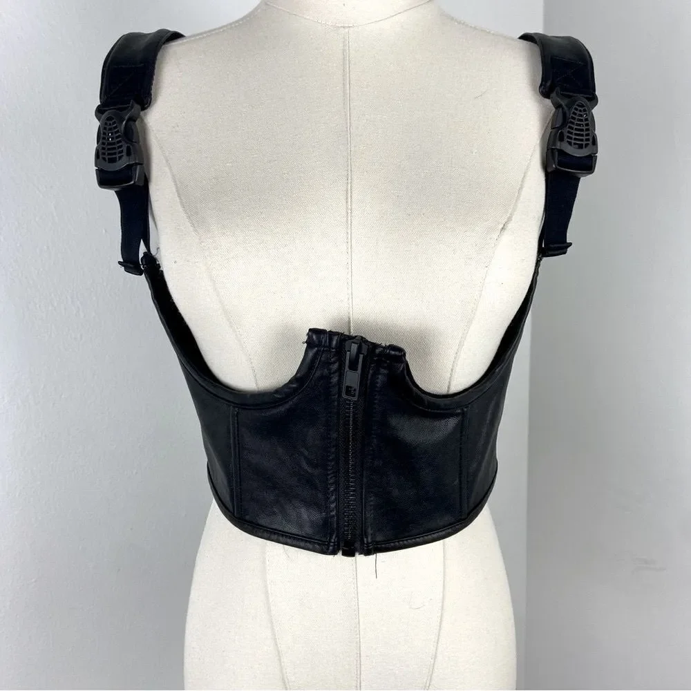 POSTER GIRL Womens M Black Underbust Zippered Corset Grunge Punk‎ Renaissance